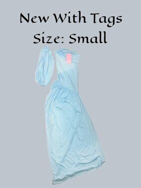 Almond Muse Camilla Baby Blue Asymmetrical Draped Maxi Dress with Shawl Accessor